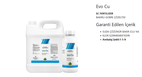 EVO Cu Sıvı Bakırlı Gübre %6 İçerikli Bakır Sülfat 5 Litre